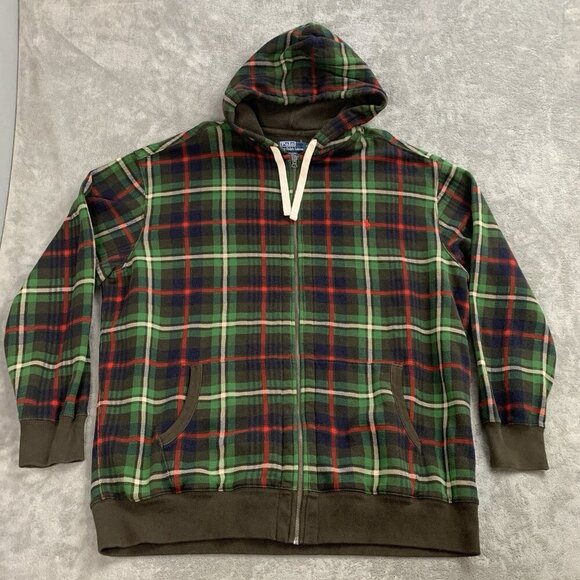 Polo Ralph Lauren Other - Polo Ralph Lauren Jacket Mens 3XL Tall Green Plaid Tartan Thermal Hooded Vintage